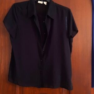 Gently worn Lee size 14 one piece black button up camisole and sheer over blouse